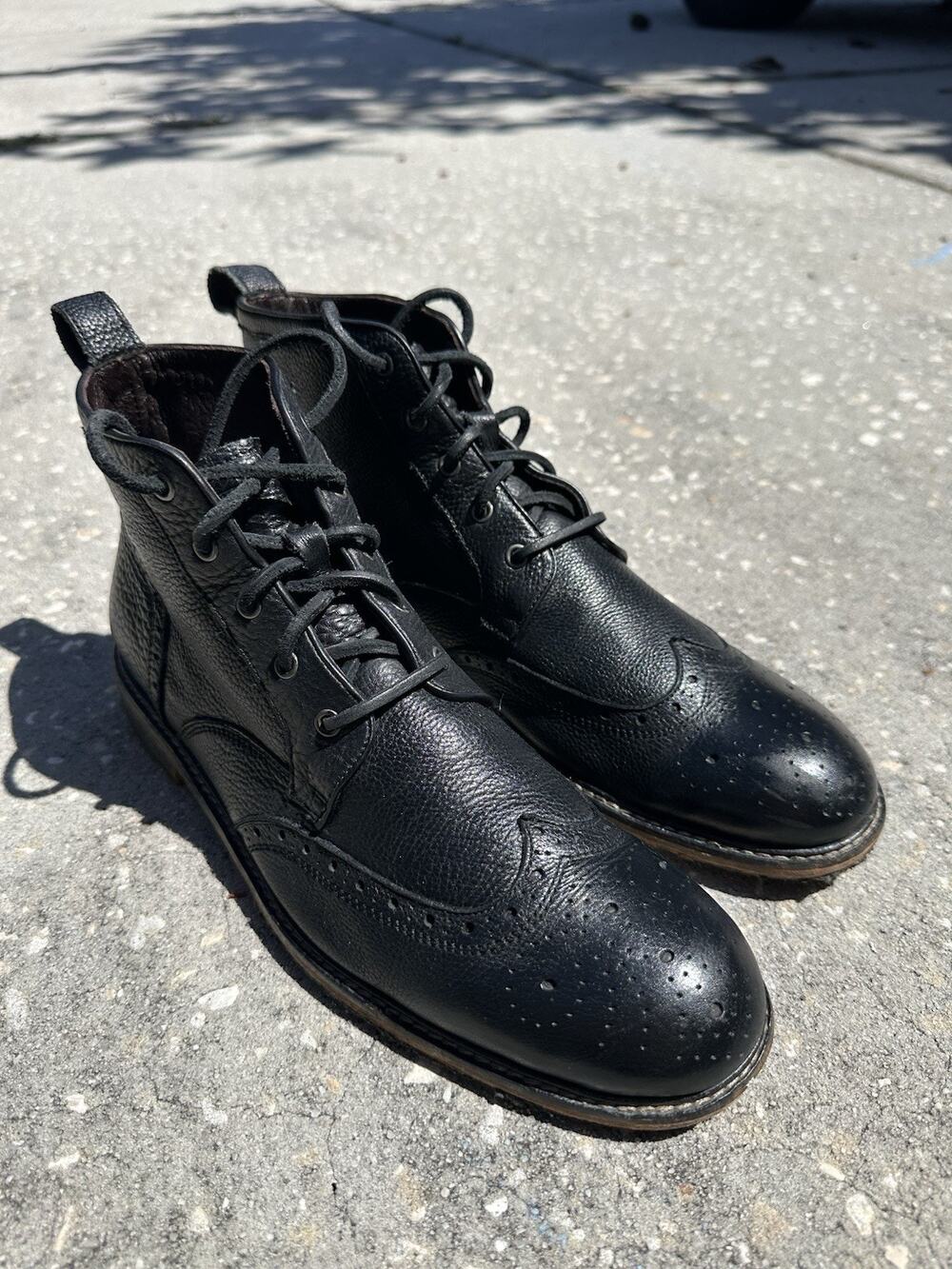 John Varvatos Collection Black Leather Wingtip Ankle Chukka Boots Sz 8.5